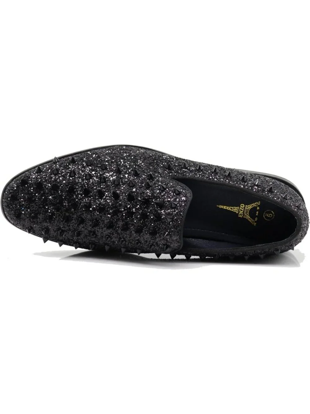 Enzo Romeo Men's Black Rubber Sole Vintage Loafers Slip On Classic Tuxedo Shoes